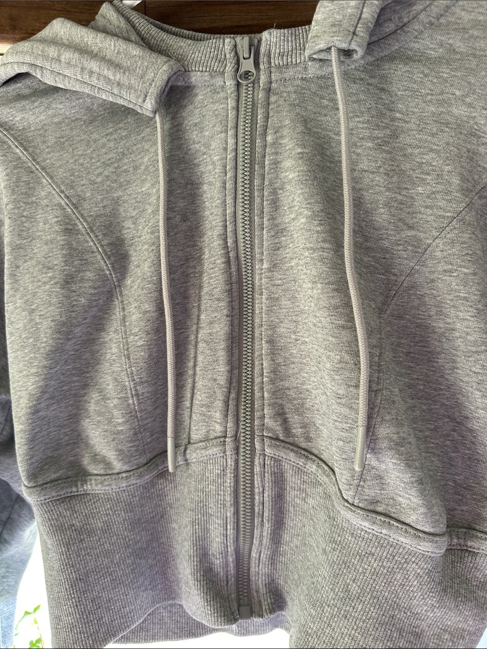 Joy lab - Cropped Gray Zip-Up Hooded Sweatshirt size small ( no size tag ) - Picture 4 of 7